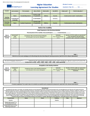 Erasmus+ Learning Agreement for Studies