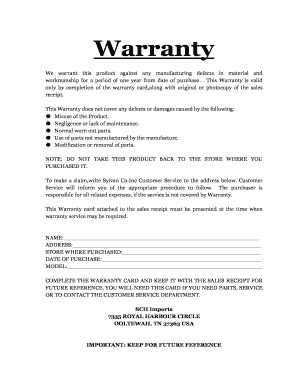 Product Warranty Card