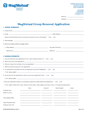 MagMutual Group Renewal Application