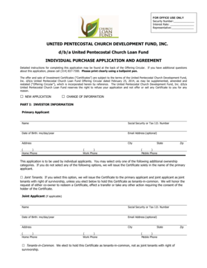 United Pentecostal Church Loan Fund Application