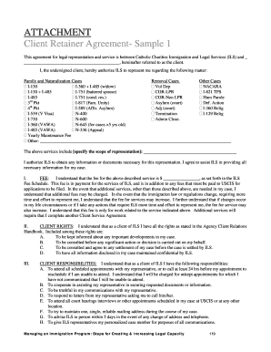 Sample of i 751 form filled out - Client Retainer Agreement Sample 1 - cliniclegal