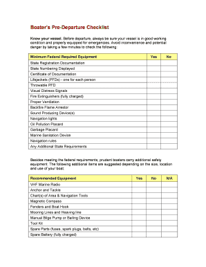 Boater's Pre-Departure Checklist