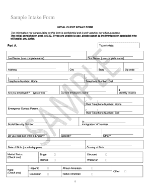 Immigration Client Intake Form