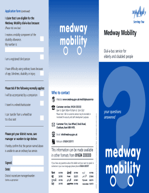 Medway Mobility Dial-a-Bus Application Form