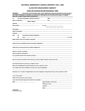 Claim for Disablement Benefit