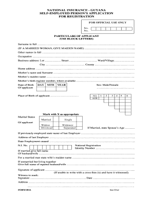 Self-Employed Person’s Application for Registration