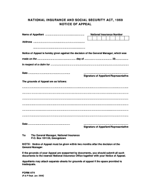 National Insurance Appeal Notice