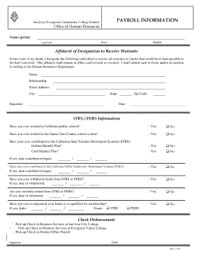 Affidavit of Designation to Receive Warrants