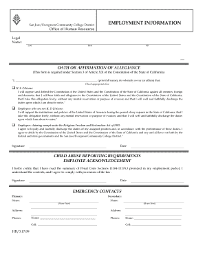California Oath of Allegiance and Child Abuse Reporting Form