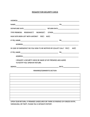 Request for Security Check Form