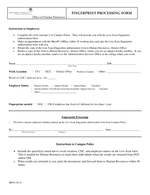 Fingerprint Processing Form