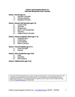 Raid Intake Questionnaire