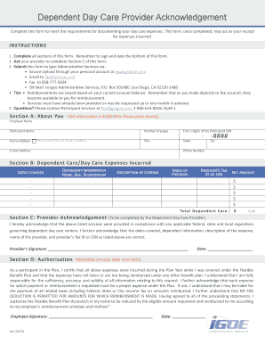Dependent Day Care Provider Acknowledgement Form