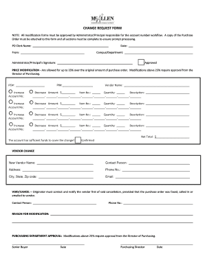 Purchase Order Change Request Form