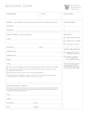 Martin Randall Travel Booking Form