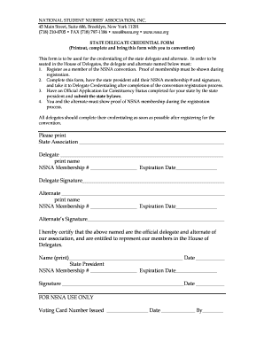 State Delegate Credential Form