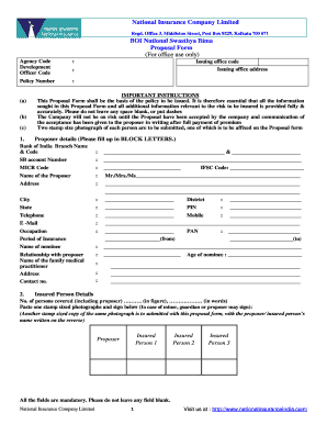 Insurance policy proposal form