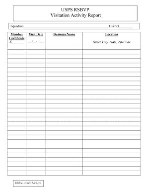 USPS Visitation Activity Report