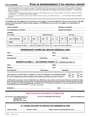 FICHE DE RENSEIGNEMENTS D’UN NOUVEAU GROUPE