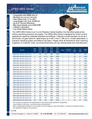 GBPS-060x Series In-Line Planetary Helical Gearbox