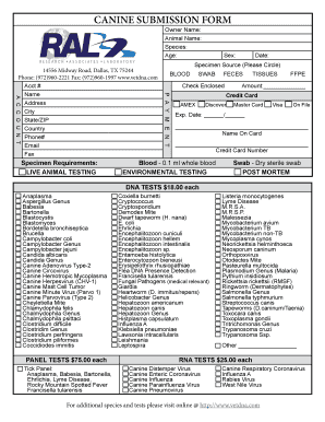 Canine DNA Test Submission Form