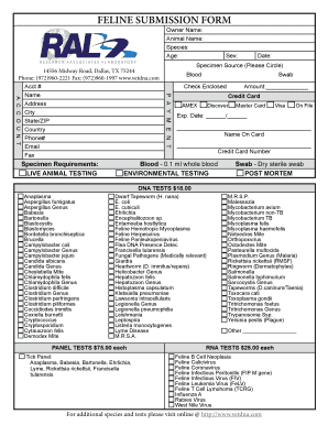 Feline DNA Test Submission Form
