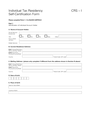 CRS Individual Self Certification Form
