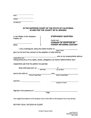 Stepparent Adoption Consent Form