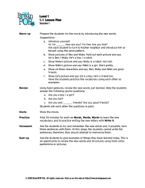 ESL Lesson Plan Template