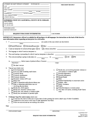 Request for Court Interpreter
