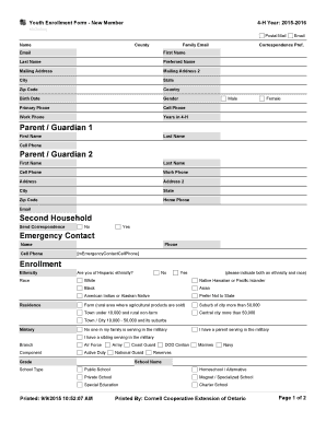 Youth Enrollment Form - New Member 4-H