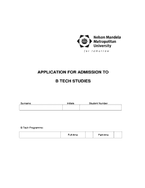 B Tech Admission Application Form