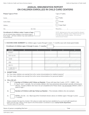 California Child Care Immunization Report