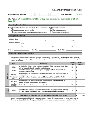 Rollover Contribution Form