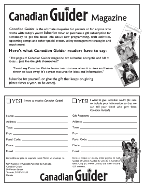 Canadian Guider Magazine Subscription Form