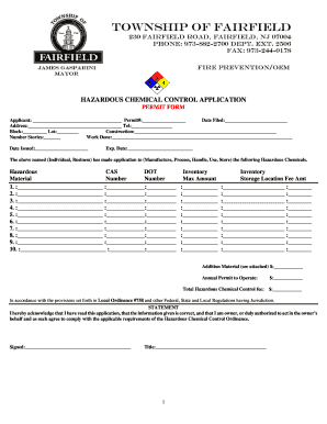 Hazardous Chemical Control Permit Application