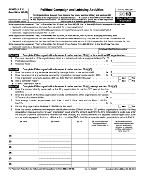 Schedule C Political Campaign and Lobbying Activities Form 990