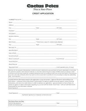 Credit Application Form
