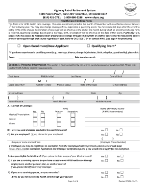 Ohio Highway Patrol Retirement System Health Care Election Form