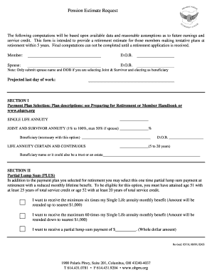 Pension Estimate Request Form