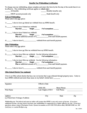 Benefits Tax Withholding Certification