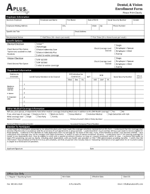Dental and Vision Enrollment Form