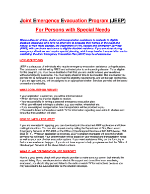 Joint Emergency Evacuation Program Application