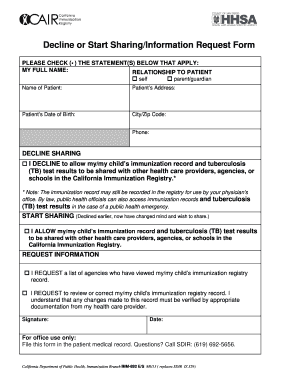 California Immunization Registry Sharing Form