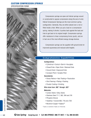 Custom Compression Springs Specification Form