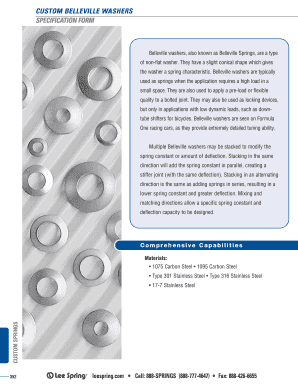 Belleville Washer Specification Form