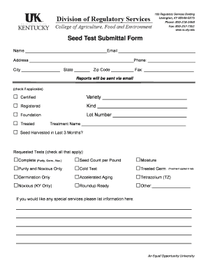 Seed Test Submittal Form