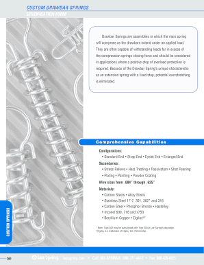 Custom Drawbar Springs Specification Form