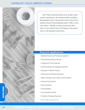 Custom Leep Plastic Composite Springs Specification Form