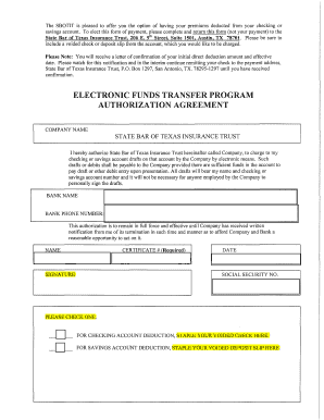Electronic Funds Transfer Authorization Agreement